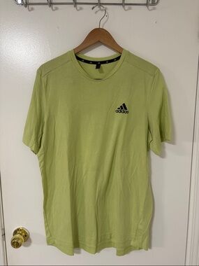 adidas Men's Light Green Logo Crew Neck Short Sleeve Tee